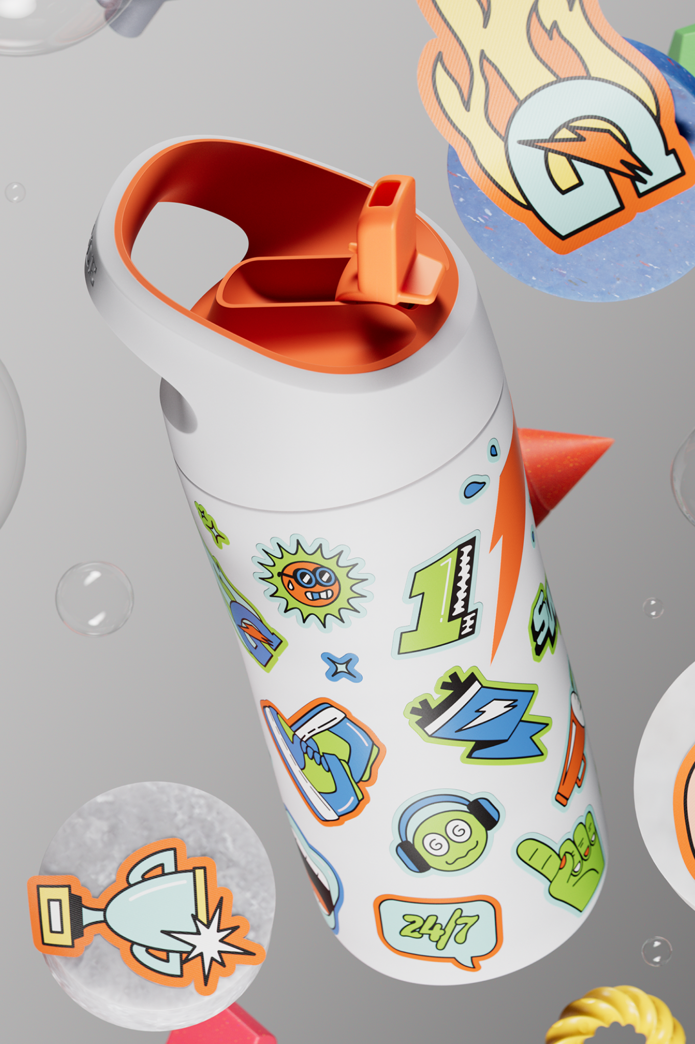 Rookie Stainless Steel Water Bottle - Sticker White - PDP Detail 1